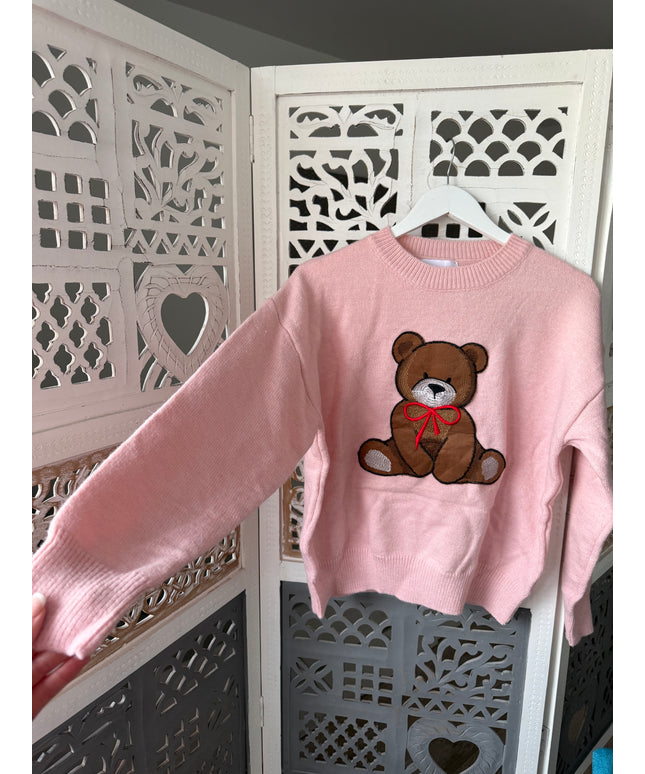 Pullover mit Teddy-Aufdruck | rosa