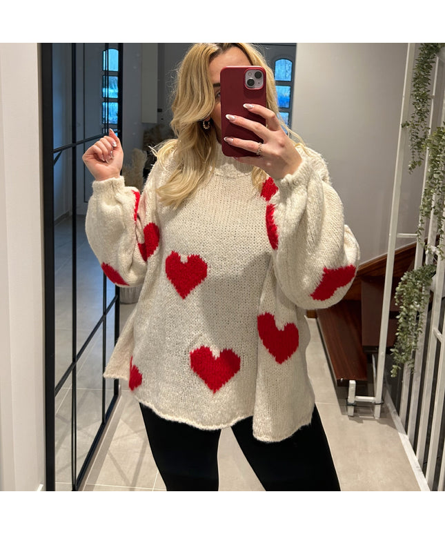 Oversized Herzpullover | versch. Farben