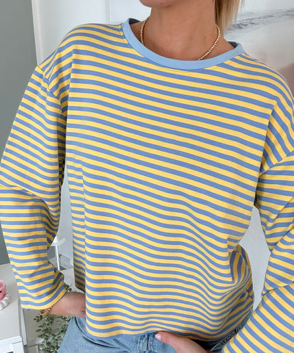 Gestreiftes Langarmshirt | Striped Long Sleeve | Gelb/Hellblau