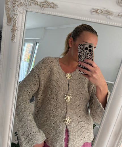 Strickjacke Wave Sun | Taupe
