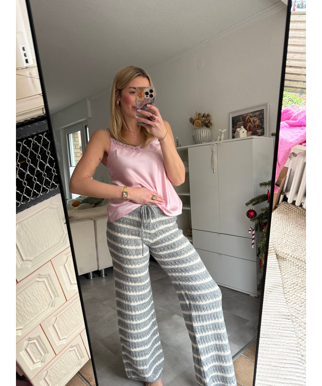 Bunte Strickhose | grau weiß