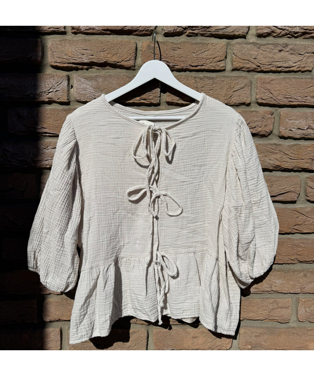 Musselin Bluse mit Schleifen und Schößchen | TINA