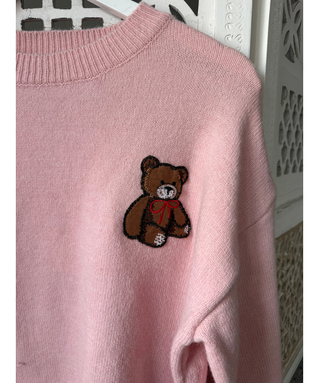 B-Ware | Pullover mit Teddy-Aufdruck | rosa