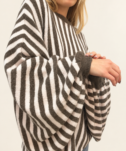 Oversize-Pullover aus Strick mit Ballonärmeln | versch. Farben