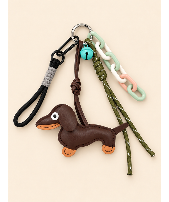 Bag Charm Dackel „Minty“ mit Gliederkette