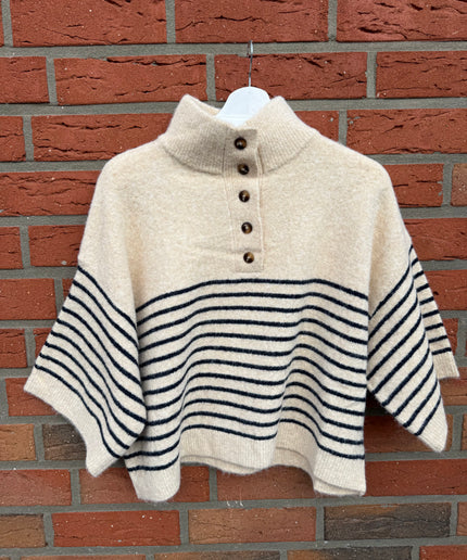 Kurzärmeliger Pullover mit Knopfleiste