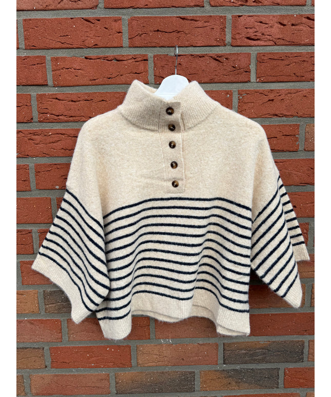 Kurzärmeliger Pullover mit Knopfleiste