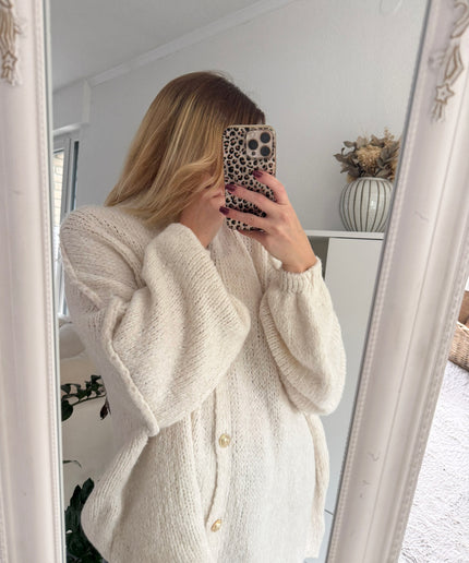 Oversized Strickjacke mit goldenen Knöpfen | versch. Farben