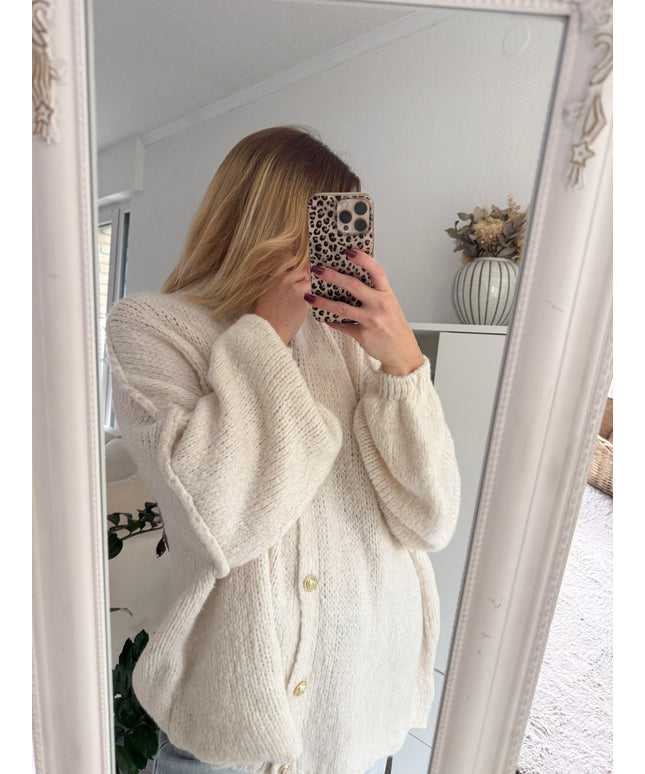 Oversized Strickjacke mit goldenen Knöpfen | versch. Farben