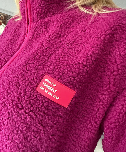 Plüsch-Reißverschlussjacke | Himbeere