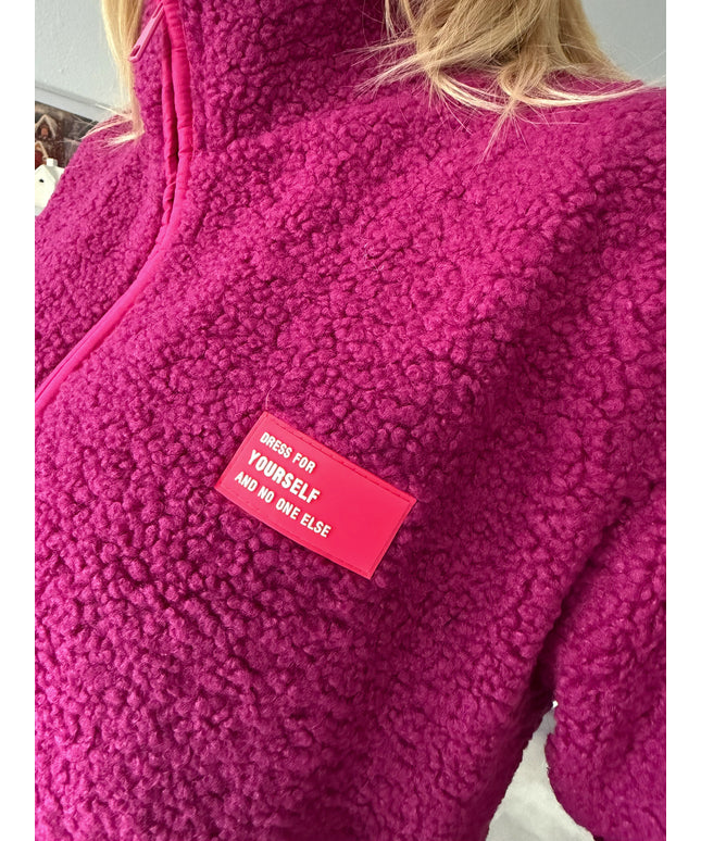 Plüsch-Reißverschlussjacke | Himbeere