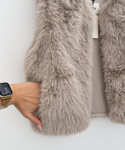 Faux Fur Weste Amélie | Taupe