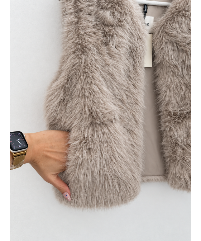 Faux Fur Weste Amélie | Taupe