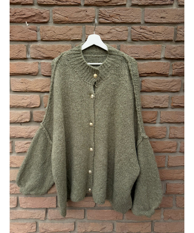 Oversized Strickjacke mit goldenen Knöpfen | versch. Farben