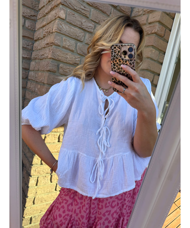 Musselin Bluse mit Schleifen und Schößchen | TINA