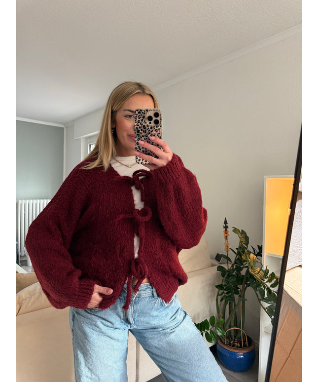 Strickjacke mit Schleifen | versch. Farben