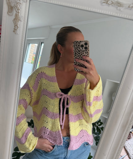 Strickjacke Candy Wave | rosa gelb