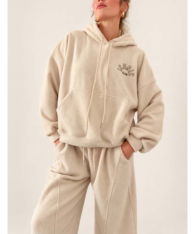 Frottee-Optik Set „Iconic Club“ mit Kapuzenvoller und Hose | versch. Farben