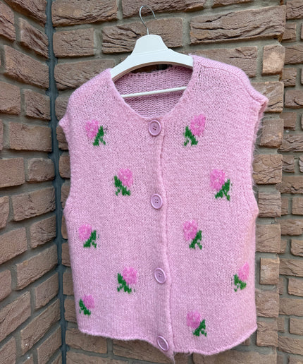Strickweste mit Blumendesign