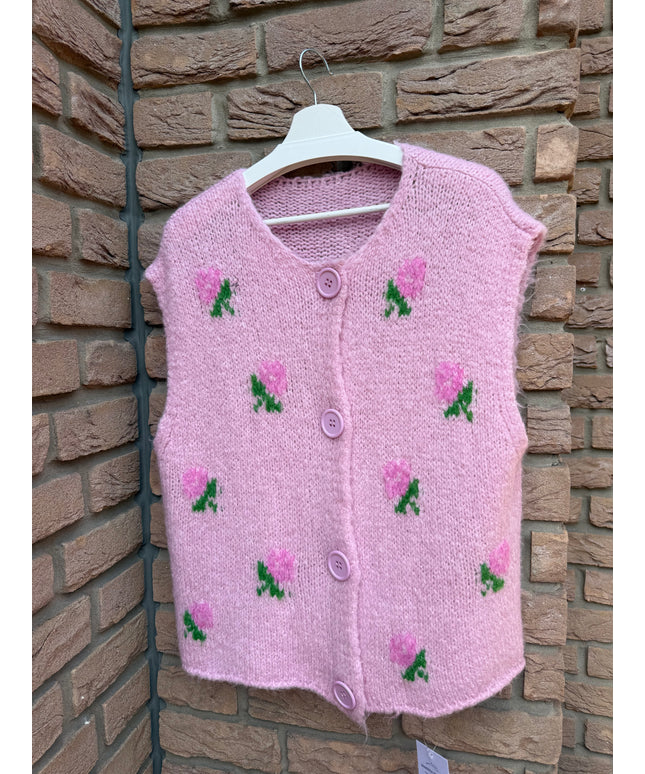 Strickweste mit Blumendesign