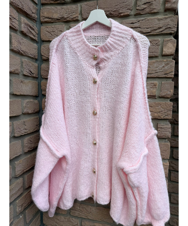 Oversized Strickjacke mit goldenen Knöpfen | versch. Farben