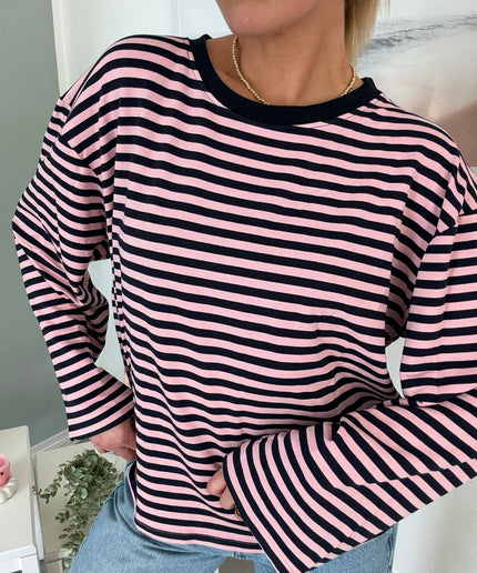 Gestreiftes Langarmshirt | Striped Long Sleeve | Rosa/Blau