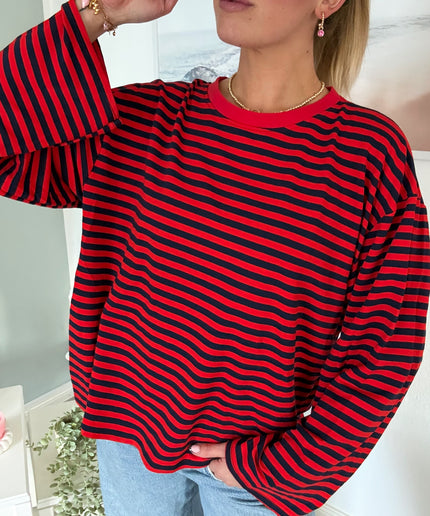 Gestreiftes Langarmshirt | Striped Long Sleeve | Rot/Marineblau