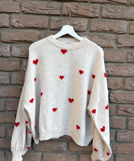 Strickpullover mit Herzmuster