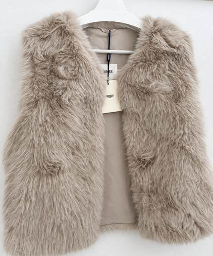 Faux Fur Weste Amélie | Taupe