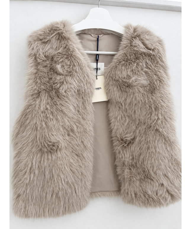 Faux Fur Weste Amélie | Taupe
