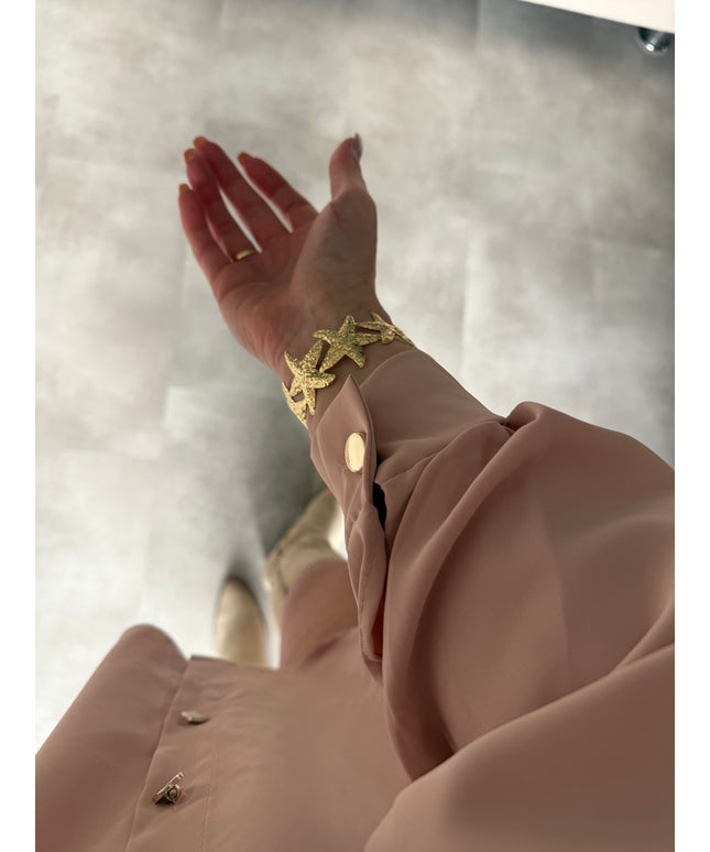 Oversized Hemdkleid mit goldenen Knöpfen