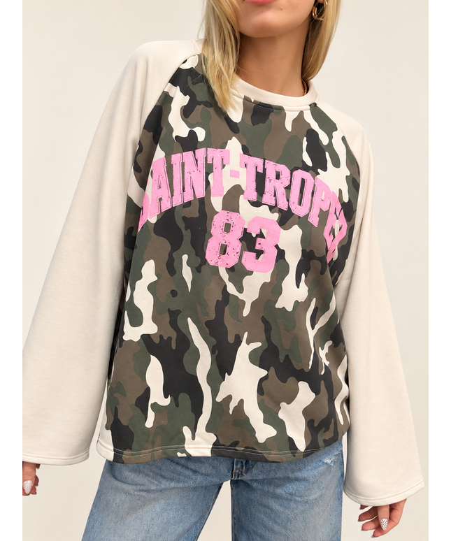 Camouflage-Sweatshirt mit Statement-Print | versch. Farben
