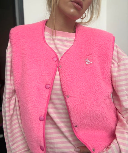 Teddy Weste mit Patch | rosa