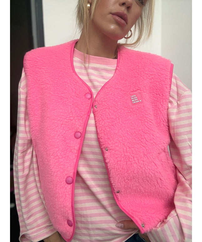 Teddy Weste mit Patch | rosa
