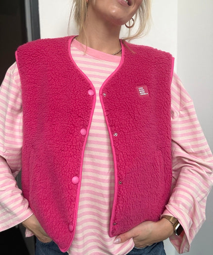 Teddy Weste mit Patch | pink