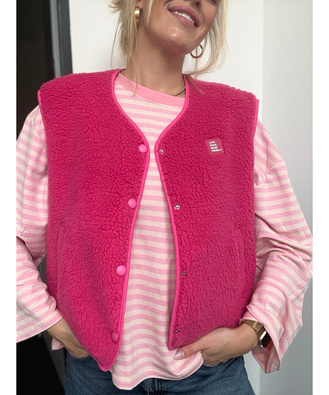 Teddy Weste mit Patch | pink