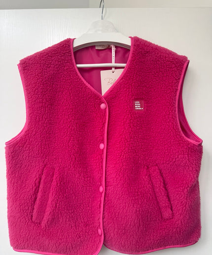 Teddy Weste mit Patch | pink