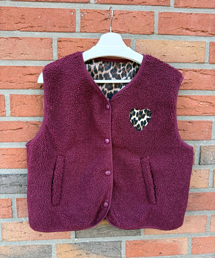 Teddy Weste mit Leo Herz Patch | Bordeaux