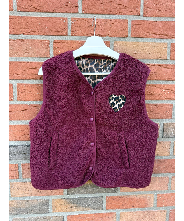 Teddy Weste mit Leo Herz Patch | Bordeaux
