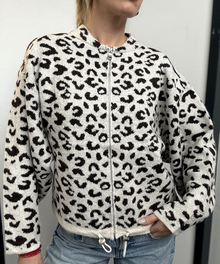Zip Leo Strickjacke mit Tunnelzug | Greige