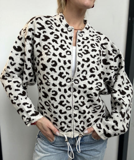 Zip Leo Strickjacke mit Tunnelzug | Greige