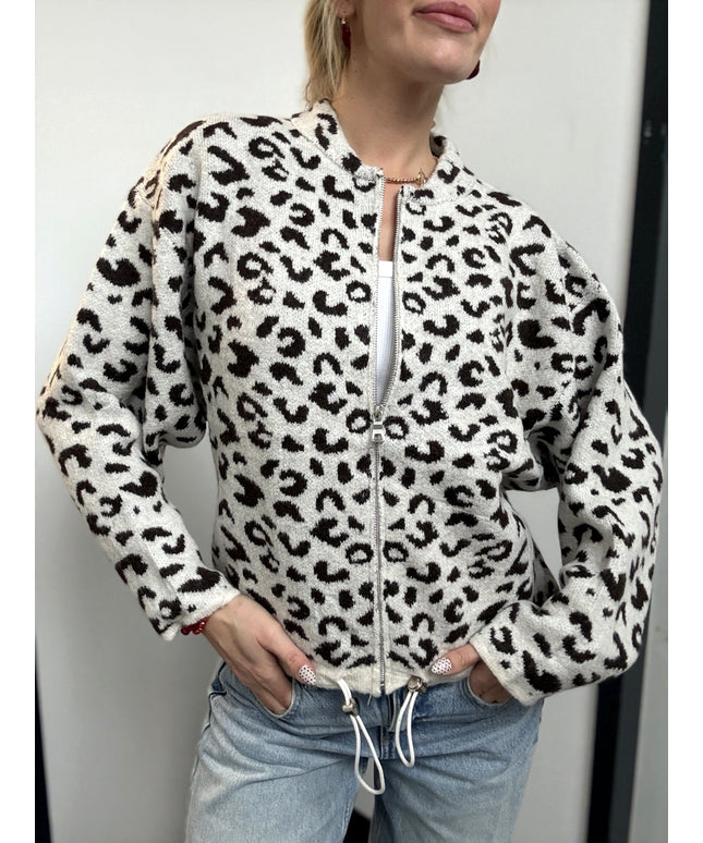 Zip Leo Strickjacke mit Tunnelzug | Greige