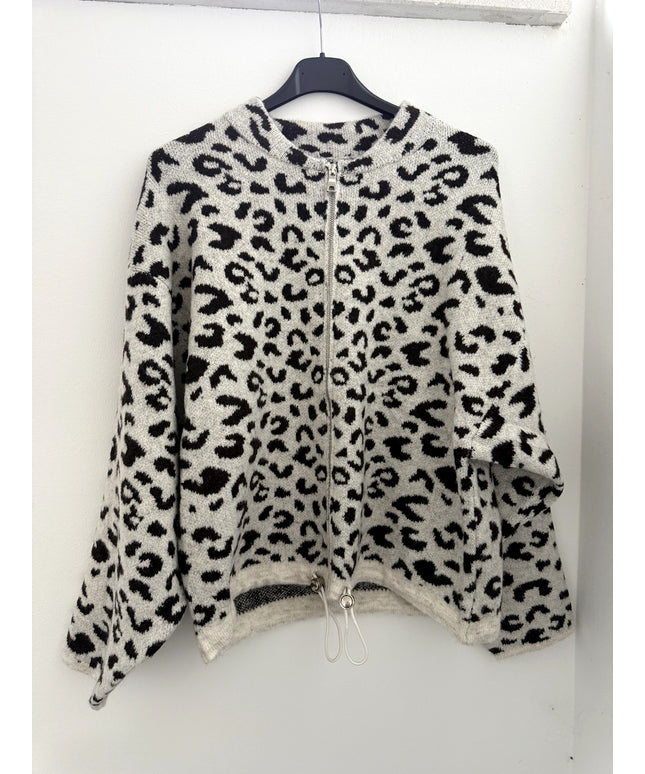 Zip Leo Strickjacke mit Tunnelzug | Greige